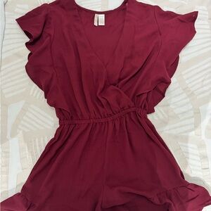 Japna Deep Red V-Neck Top
